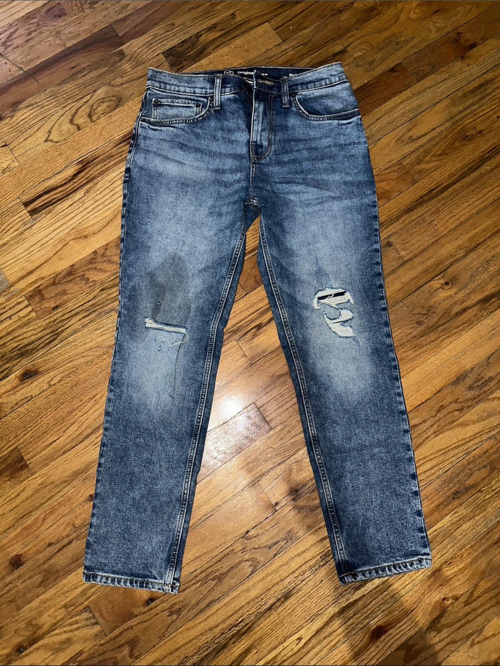 Original Use Men's Distressed Blue Denim Jeans Slim Taper 30x30